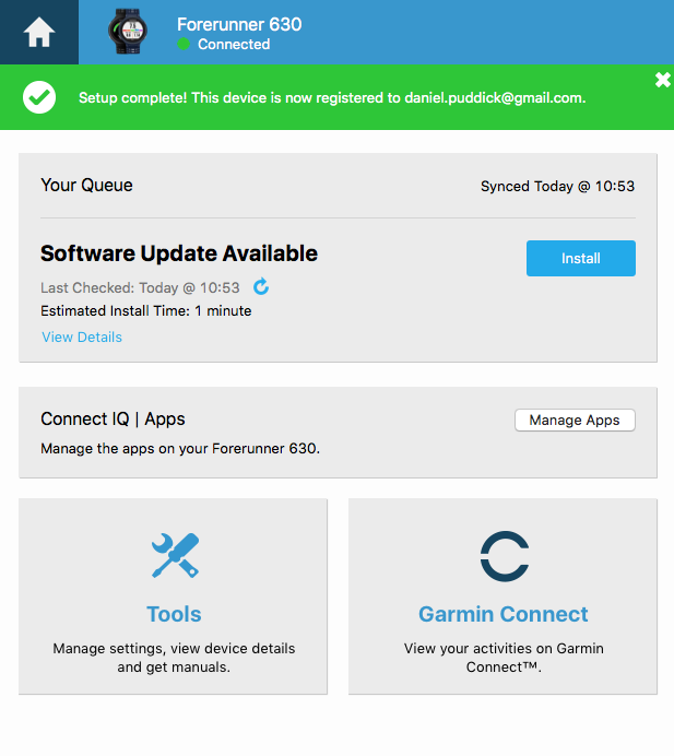 Garmin Forerunner Software Update